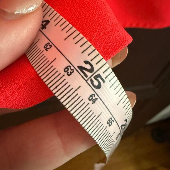 TRINA TURK | Hot Coral Split Neck Drop Hem Short Sleeve Top Neon | Size Small - Picture 7 of 8